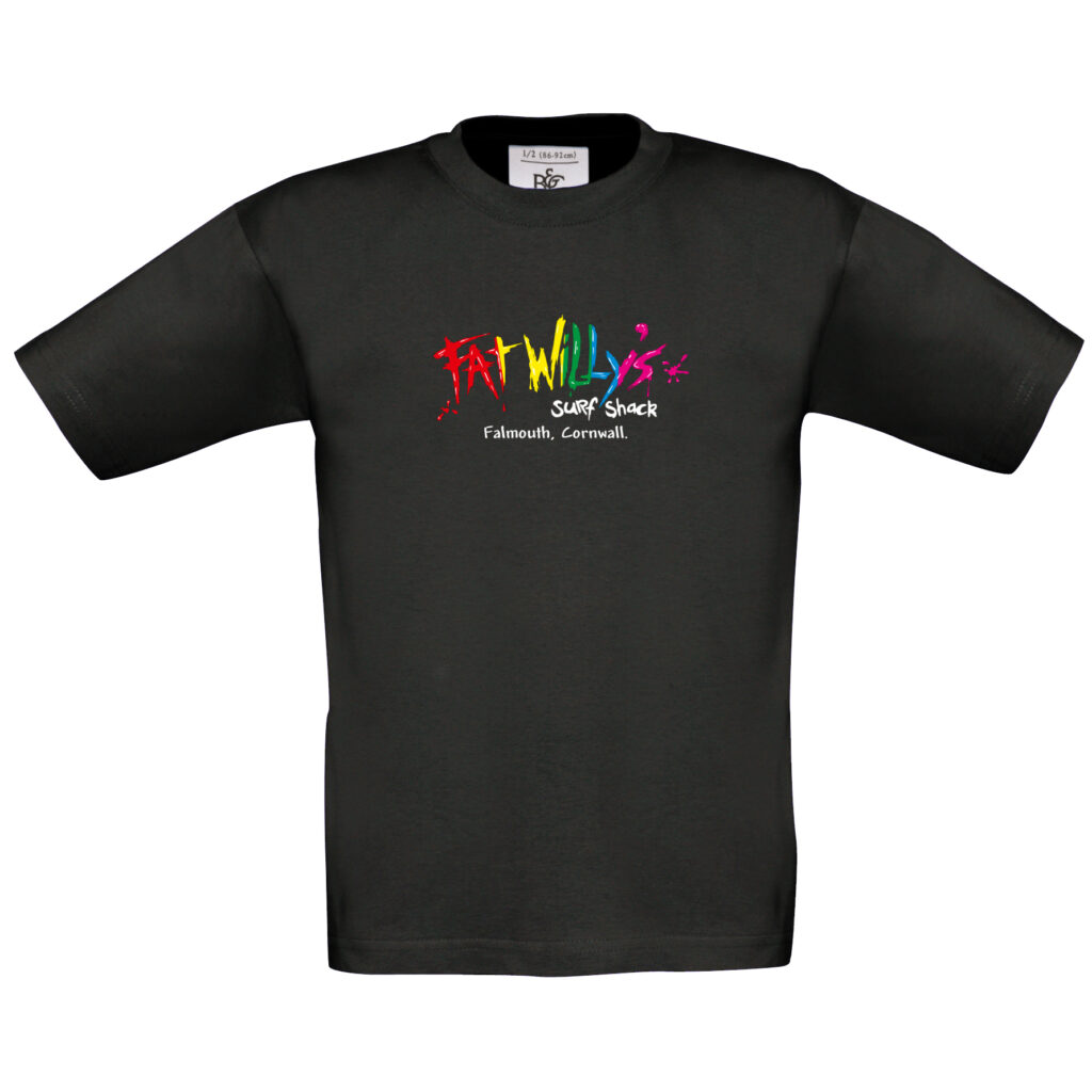 Kids Black T Shirt Fat Willy s Fat Willy s Cornwall Cornish Surf kids-black-t-shirt-fat-willy-s-fat-willy-s-cornwall-cornish-surf
